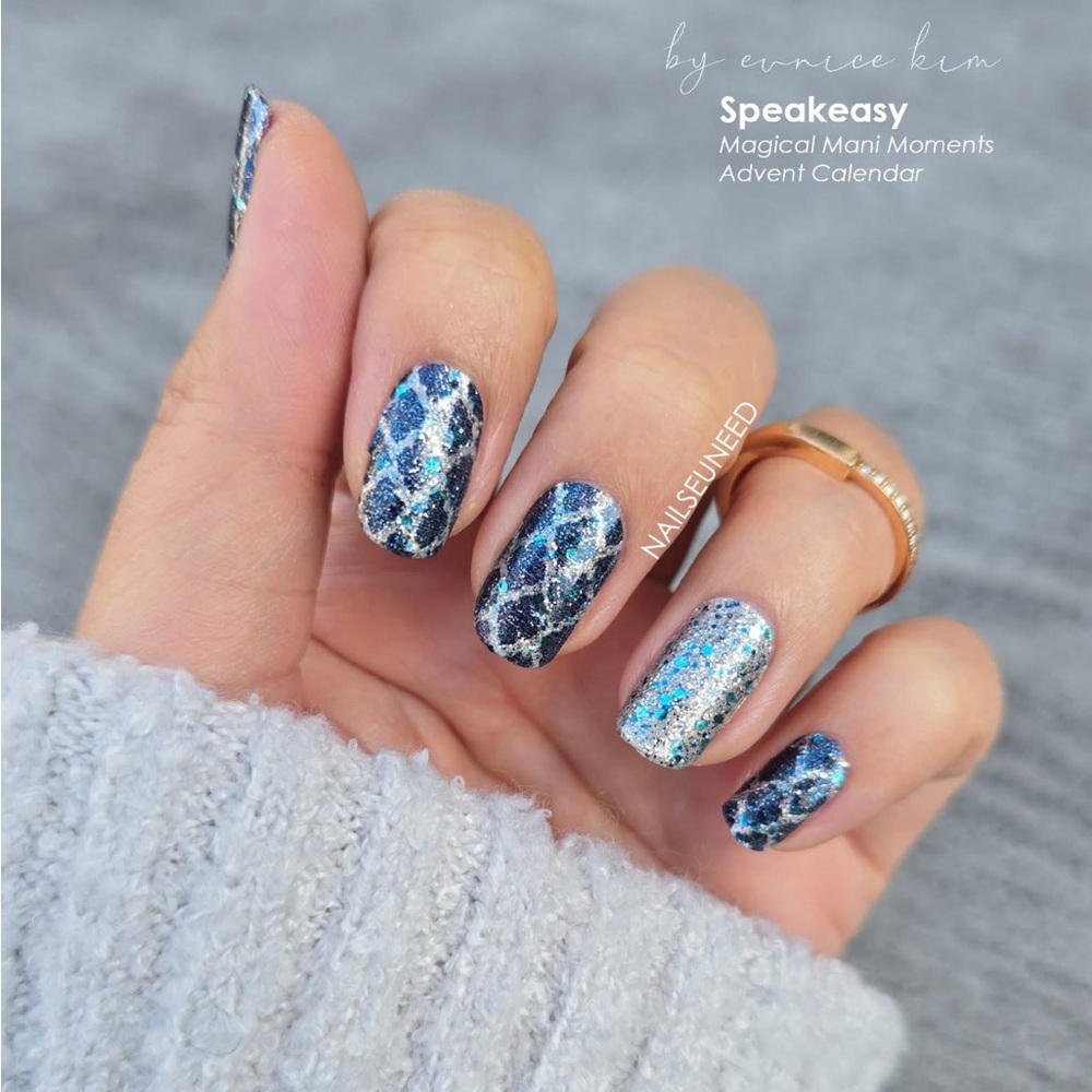*Exclusive* Color Street: Speakeasy | Blue Silver Ogee Winter Fall Party Glitter